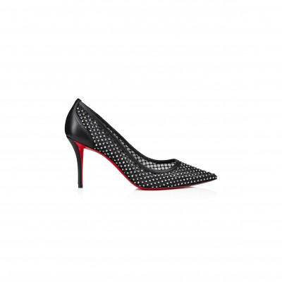 CHRISTIAN LOUBOUTIN APOSTROPHA MESH STRASS 80 MM PUMPS-STRASS MESH AND NAPPA LEATHER-BLACK-WOMEN 3240170B775